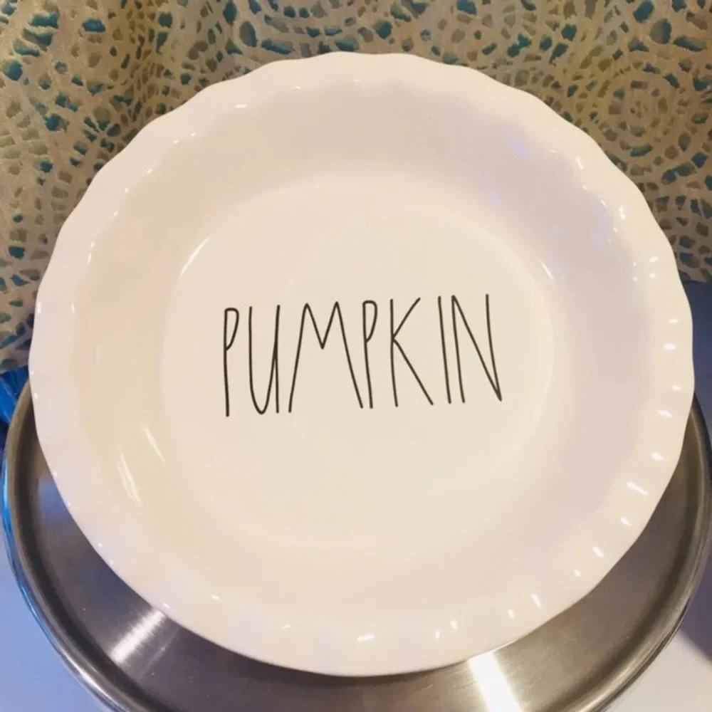 NWT Rae Dunn PUMPKIN Pie Plate Dish Thanksgiving